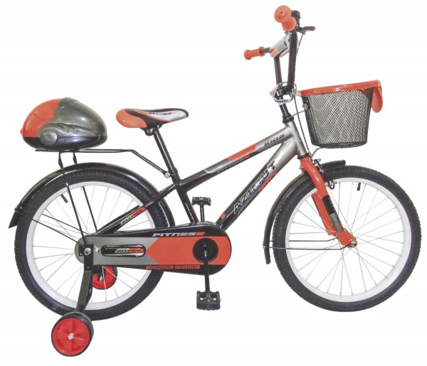 Bicikla za decu sa pomoćnim točkovima Fitnes 20'' sivo-narandžasta