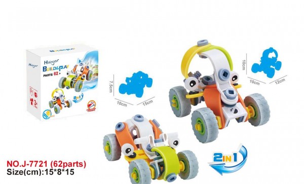 Hoogar konstruktori za decu 2 u 1 Cartoon Car sa 62 elementa