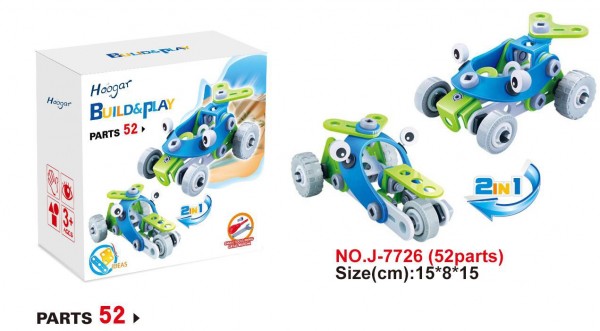 Hoogar konstruktori za decu 2 u 1 Cartoon Racing Car sa 52 elementa