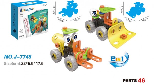 Hoogar konstruktori za decu 2 u 1 Cartoon Farm Truck sa 46 elementa