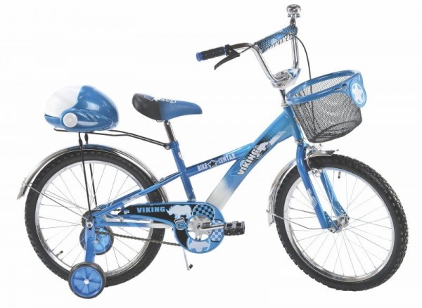 Bicikla za decu sa pomoćnim točkovima VIKING plavi 20''