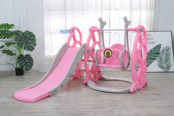 Sklapajući dečiji tobogan sa ljuljaškom i košem 3u1 Model 628/1- Pink