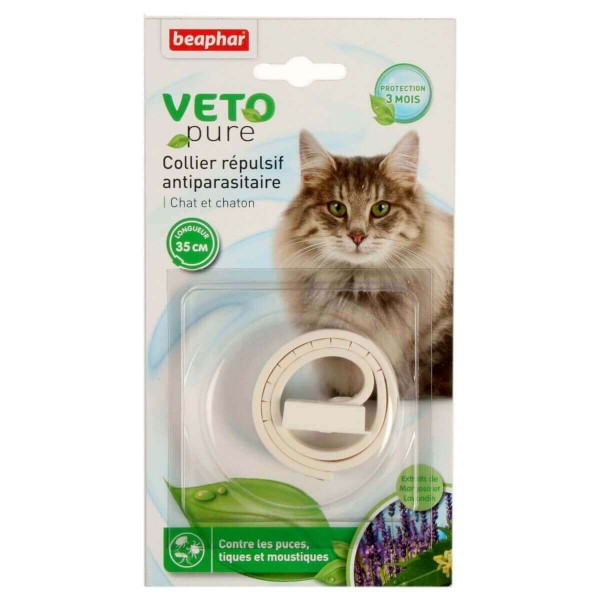 Beaphar Veto pure cat Neem beige - Ogrlica za mačke i mačiće protiv buva, krpelja i komaraca (bež boja)